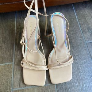 Nude lace-up heel